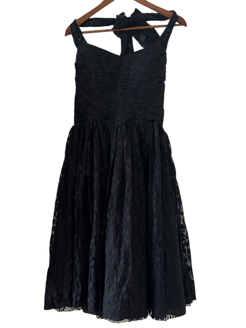 Unique Vintage NEW Lace Overlay Halter Tulle Swing Dress In Black Size XXL
